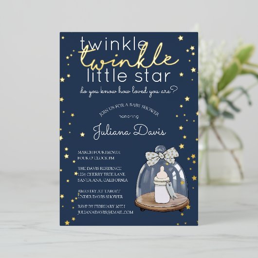 Twinkle Twinkle Little Star Baby Dusche Folieneinladung (Stehend vorne)