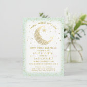 Twinkle Twinkle Little Star Baby Dusche Gold/Minze Einladung (Stehend Vorderseite)