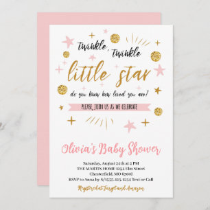 Twinkle Twinkle Little Star Baby Dusche, Gold Pink Einladung