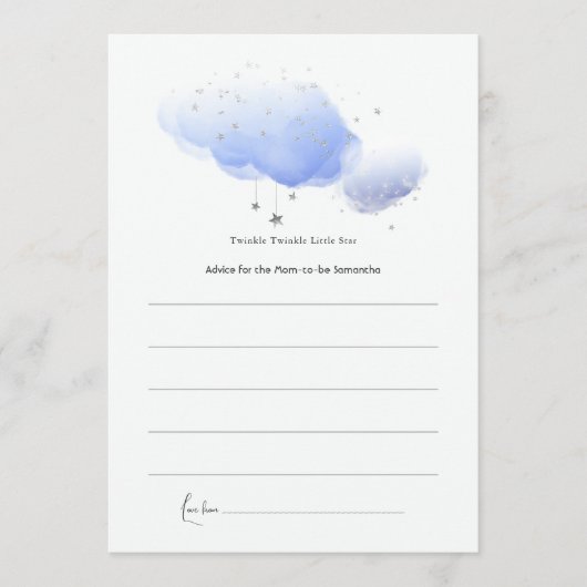 Twinkle Twinkle Little Star Baby Dusche Hinweiskarte (Vorderseite)