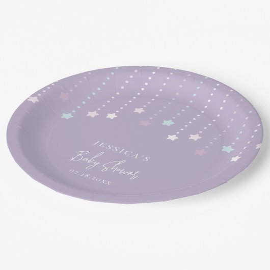 Twinkle Twinkle Little Star Baby Dusche Pappteller (Schrägansicht)