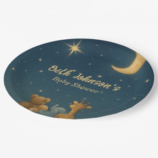 Twinkle Twinkle Little Star Baby Dusche Pappteller (Schrägansicht)