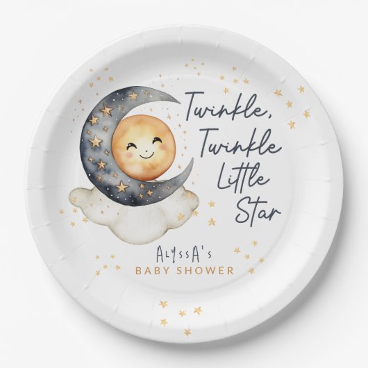 Twinkle Twinkle Little Star Baby Dusche Pappteller (Vorderseite)