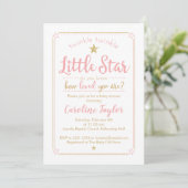 Twinkle Twinkle Little Star Baby Dusche Pink Gold Einladung (Stehend Vorderseite)