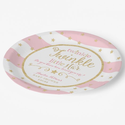 Twinkle Twinkle Little Star Baby Dusche Teller (Schrägansicht)