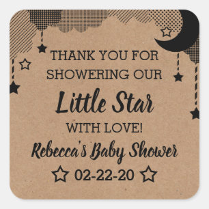 Twinkle Twinkle Little Star Baby Dusche Vielen Dan Quadratischer Aufkleber