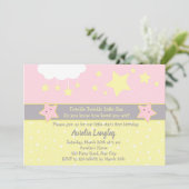 Twinkle Twinkle Little Star Baby Girl Dusche Einladung (Stehend Vorderseite)
