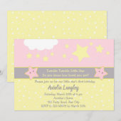 Twinkle Twinkle Little Star Baby Girl Dusche Einladung (Vorne/Hinten)