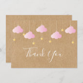 Twinkle Twinkle Little Star Baby Girl Pink Dankeskarte (Vorne/Hinten)