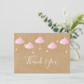 Twinkle Twinkle Little Star Baby Girl Pink Dankeskarte (Stehend Vorderseite)