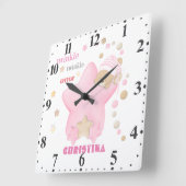 Twinkle Twinkle Little Star Baby Girl Teddy Bear Quadratische Wanduhr (Winkel)