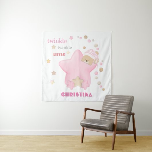 Twinkle Twinkle Little Star Baby Girl Teddy Bear Wandteppich (Beispiel)