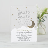 Twinkle Twinkle Little Star Baby Gray Baby Dusche Einladung (Stehend Vorderseite)