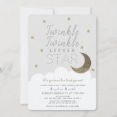 Twinkle Twinkle Little Star Baby Gray Baby Dusche Einladung (Vorderseite)