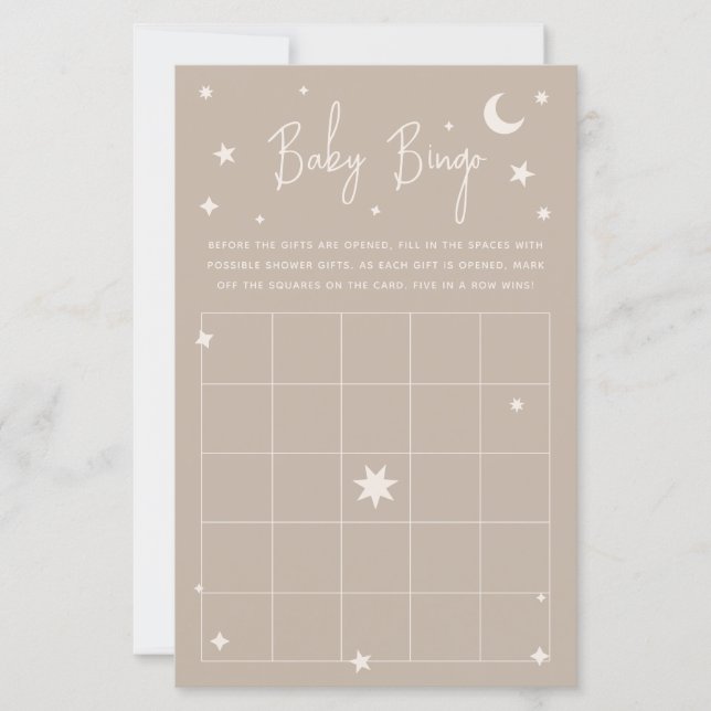 Twinkle Twinkle Little Star Baby Shower Bingo Card (Vorderseite)