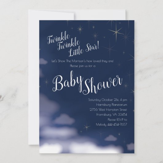 Twinkle Twinkle Little Star Baby Shower Celestial Einladung (Vorderseite)