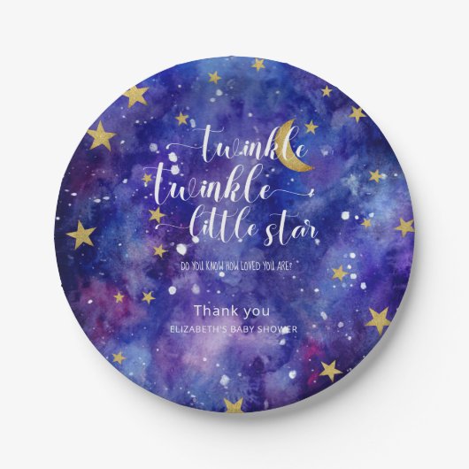 Twinkle Twinkle Little Star Baby Shower Galaxy Pappteller (Vorderseite)