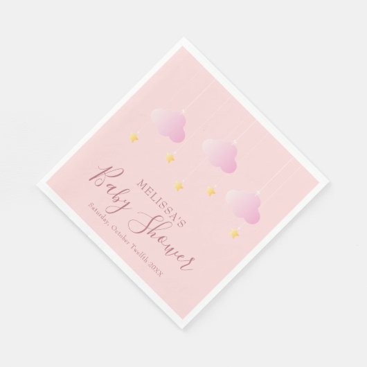 Twinkle Twinkle Little Star Baby Shower Girl Pink Serviette (Ecke)