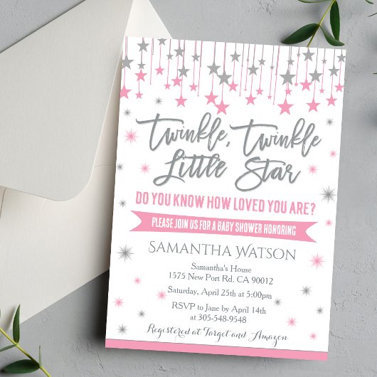Twinkle Twinkle Little Star Baby Shower Invitation Einladung