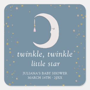Twinkle Twinkle Little Star Baby Shower Quadratischer Aufkleber