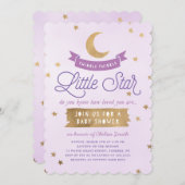 Twinkle Twinkle Little Star| Babydusche| Lila Einladung (Vorne/Hinten)