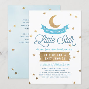 Twinkle Twinkle Little Star   Babyparty   Blau Einladung