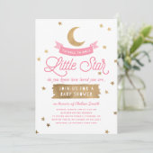 Twinkle Twinkle Little Star | Babyparty | Pink Einladung (Stehend Vorderseite)