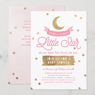Twinkle Twinkle Little Star   Babyparty   Pink Einladung
