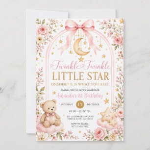 Twinkle Twinkle Little Star Bär 1. Geburtstag Einladung