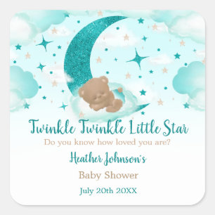 Twinkle Twinkle Little Star Bär Baby Shower Quadratischer Aufkleber