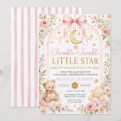 Twinkle Twinkle Little Star Bär Geschlechtsenthüll Einladung (Vorne/Hinten)