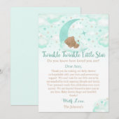 Twinkle Twinkle Little Star Bear Baby Dusche Dankeskarte (Vorne/Hinten)