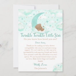 Twinkle Twinkle Little Star Bear Baby Dusche Dankeskarte