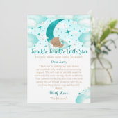 Twinkle Twinkle Little Star Bear Baby Dusche Dankeskarte (Stehend Vorderseite)