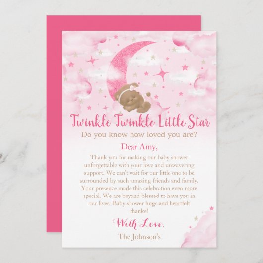Twinkle Twinkle Little Star Bear Baby Dusche Dankeskarte (Vorne/Hinten)