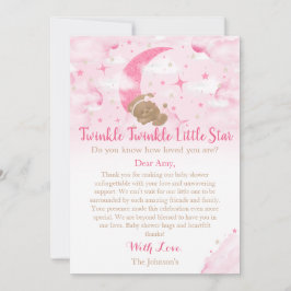 Twinkle Twinkle Little Star Bear Baby Dusche Dankeskarte