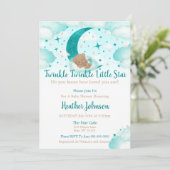 Twinkle Twinkle Little Star Bear Baby Dusche Einladung (Stehend Vorderseite)