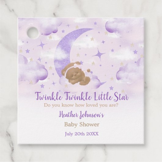 Twinkle Twinkle Little Star Bear Baby Dusche Geschenkanhänger (Vorderseite)