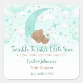 Twinkle Twinkle Little Star Bear Baby Dusche Quadratischer Aufkleber