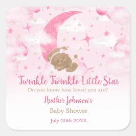 Twinkle Twinkle Little Star Bear Baby Dusche Quadratischer Aufkleber