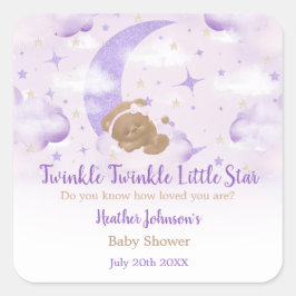Twinkle Twinkle Little Star Bear Baby Dusche Quadratischer Aufkleber