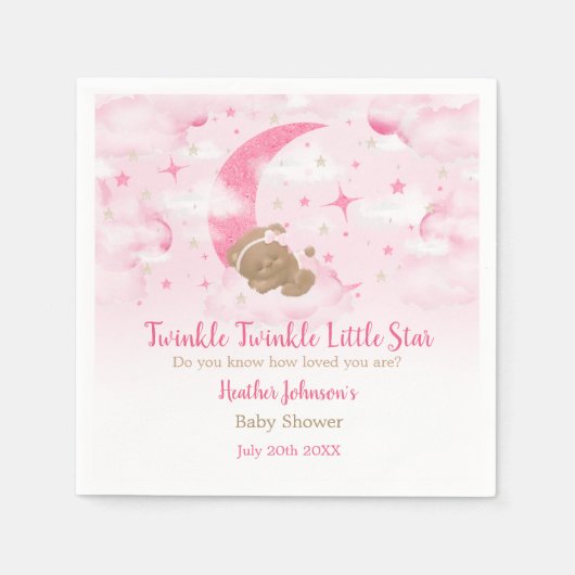 Twinkle Twinkle Little Star Bear Baby Dusche Serviette (Vorderseite)