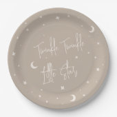 Twinkle Twinkle Little Star Beige Baby Shower Pappteller (Vorderseite)