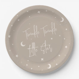 Twinkle Twinkle Little Star Beige Baby Shower Pappteller