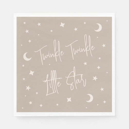Twinkle Twinkle Little Star Beige Baby Shower Serviette (Vorderseite)