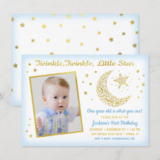 Twinkle, Twinkle, Little Star Birthday Boy Foto Einladung