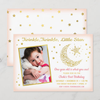 Twinkle, Twinkle, Little Star Birthday Girl Foto Einladung
