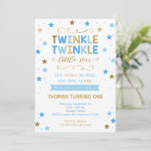 Twinkle Twinkle Little Star Birthday Invite, Junge Einladung (Stehend Vorderseite)