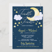 Twinkle Twinkle Little Star Blue Baby Boy Dusche Einladung (Vorderseite)