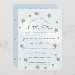 Twinkle Twinkle Little Star Blue Baby Dusche Einladung